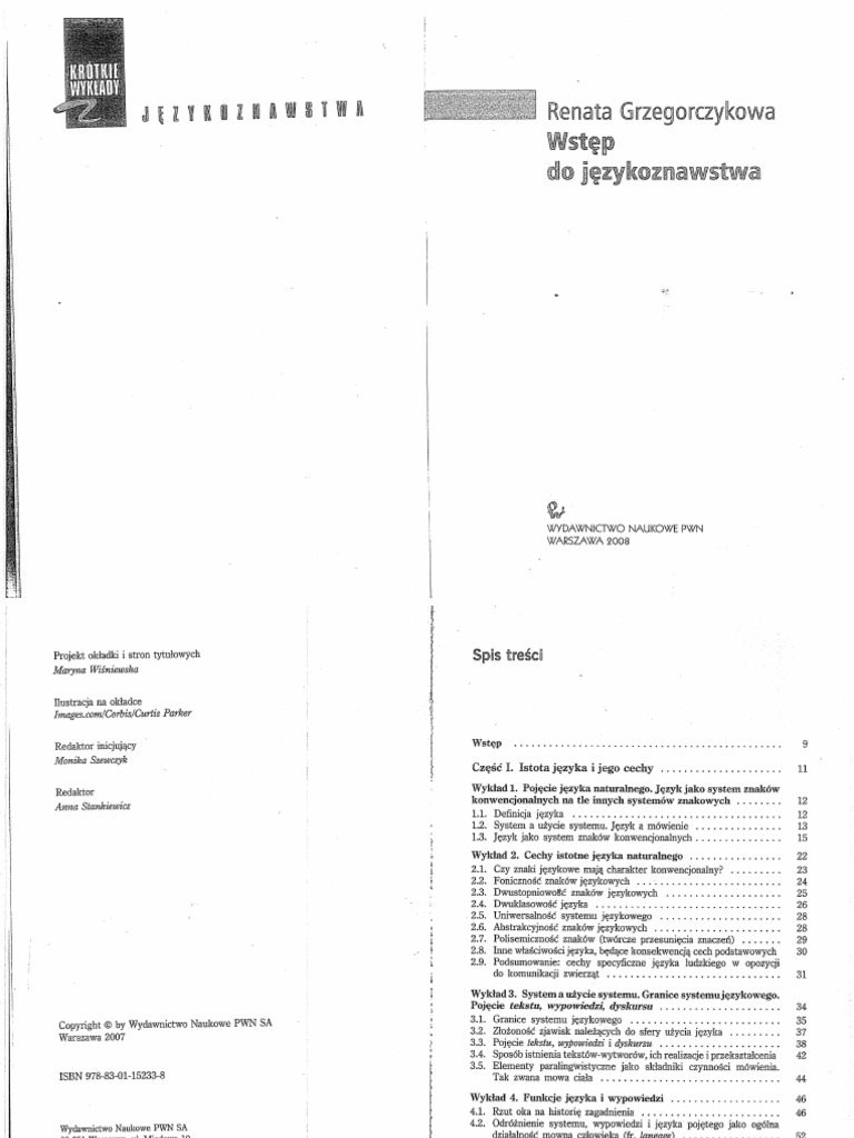 Wstęp Do Językoznawstwa - Grzegorczykowa Renata | PDF
