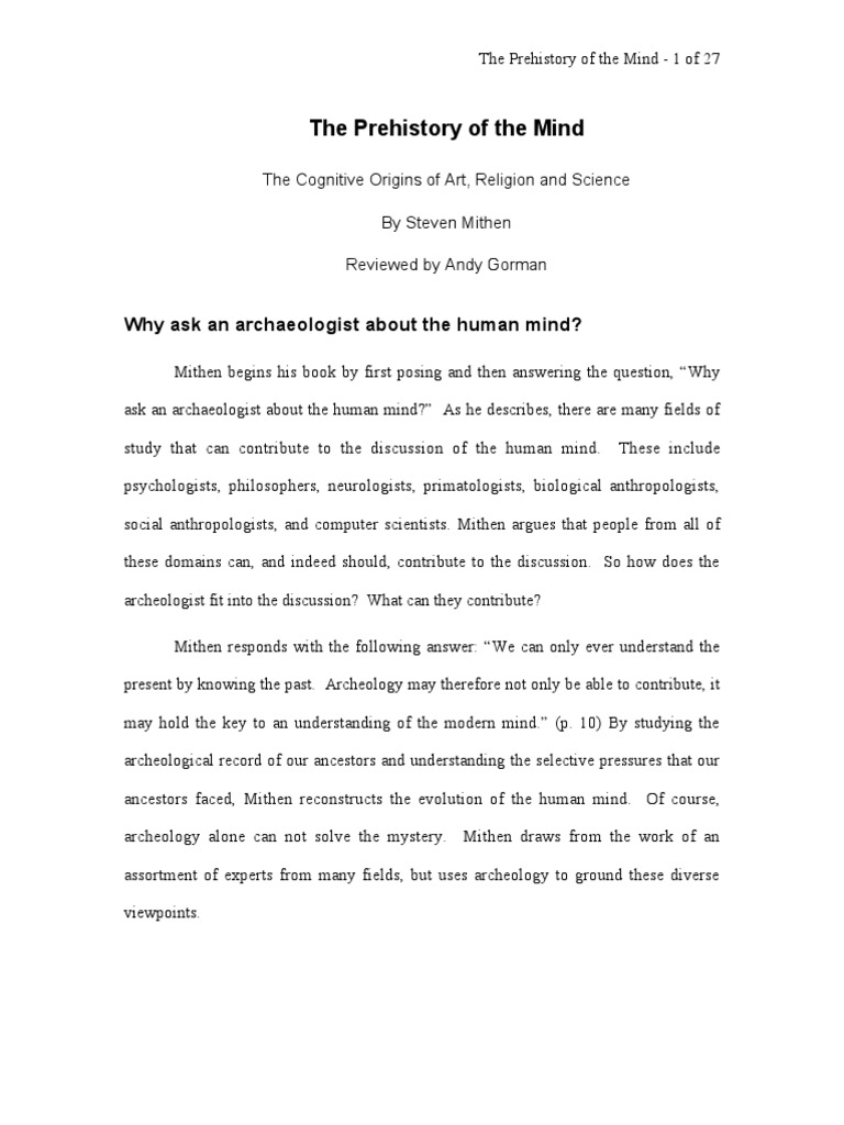 Mithen's Insights on Mind Evolution | PDF | Developmental Psychology | Mind
