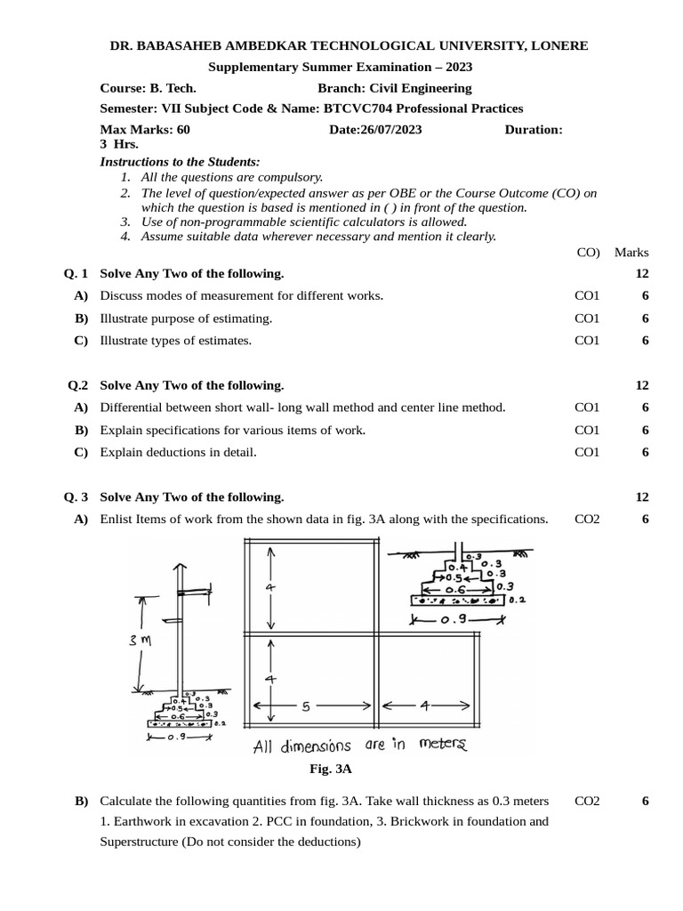 B.Tech Civil Engineering Exam 2023 | PDF