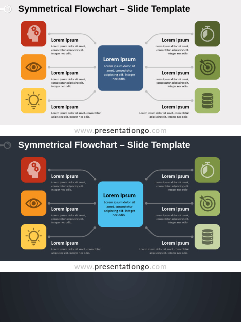 Symmetrical Flowchart Slide Template | PDF