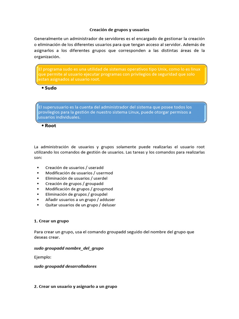 Gestión de usuarios y grupos en Linux | PDF | Usuario (informática ...
