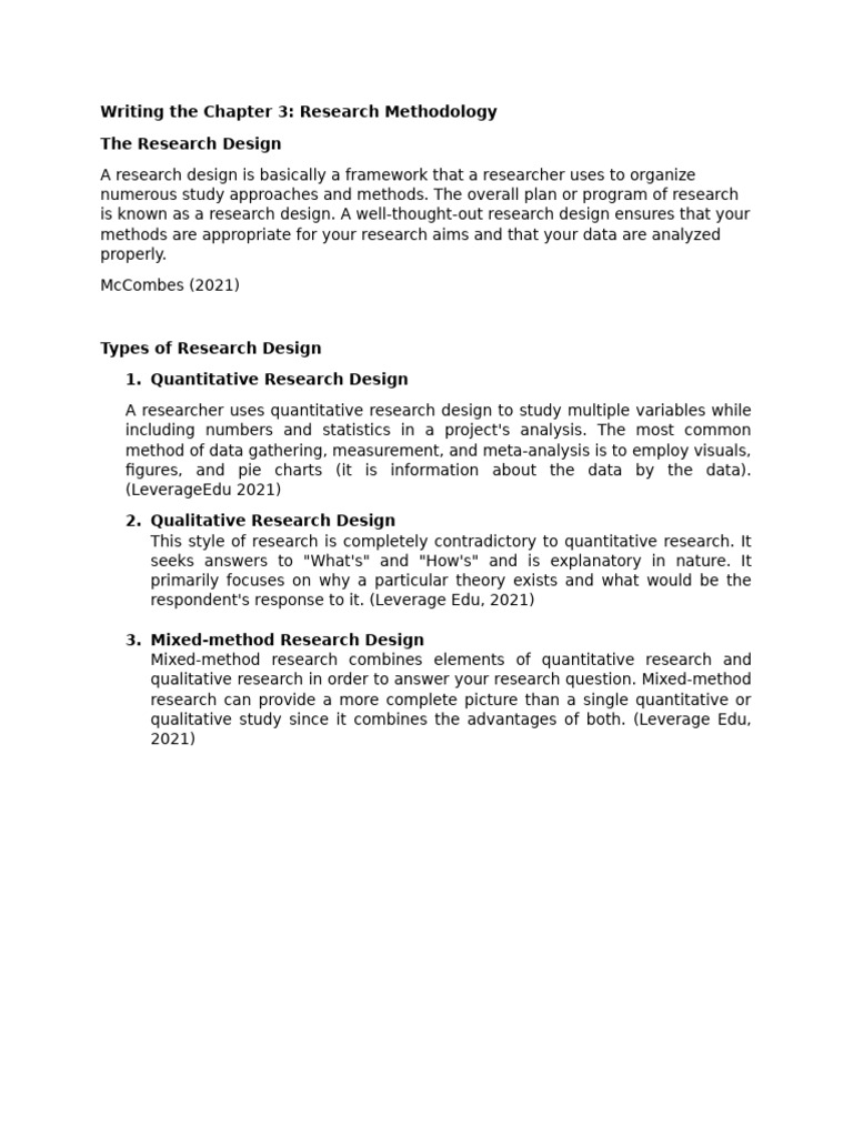 Writing The Chapter 3 - Research Methodology | PDF