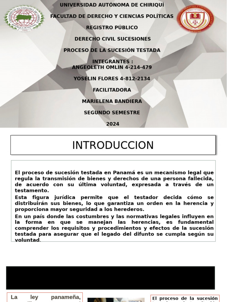 Proceso de Sucesión Testada en Panamá | PDF | Herencia | Voluntad y ...