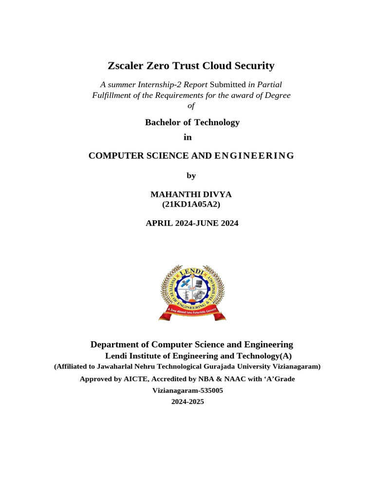 Zscaler Zero Trust Internship Report | PDF | Computer Security | Security
