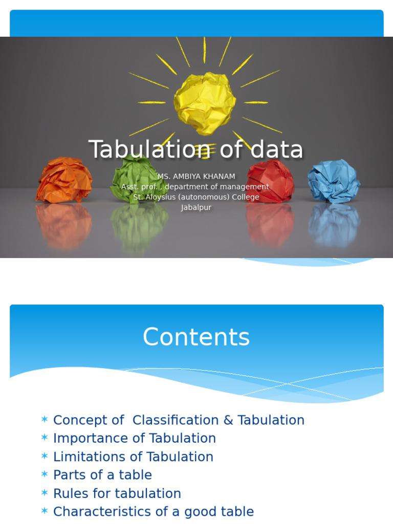 Understanding Data Tabulation Techniques | PDF | Survey Methodology ...