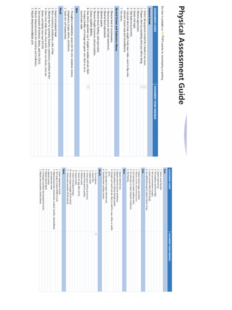Physical Assessment Guide (Nursing) | PDF