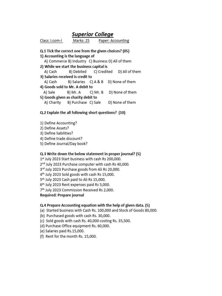 Accounting and Mathematics Exam Guide | PDF | Debits And Credits ...