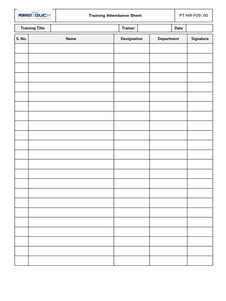 Training Attendance Sheet Template | PDF