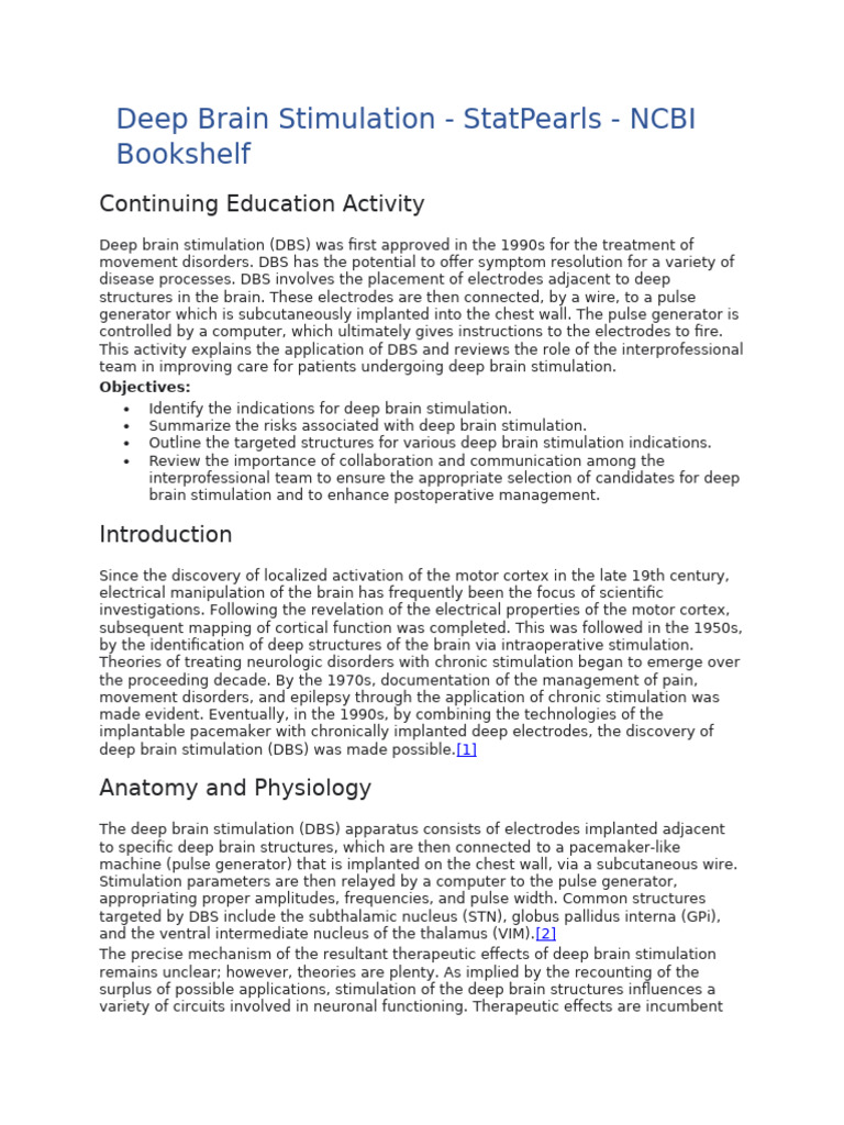Deep Brain Stimulation Pdf Deep Brain Stimulation Neuroscience