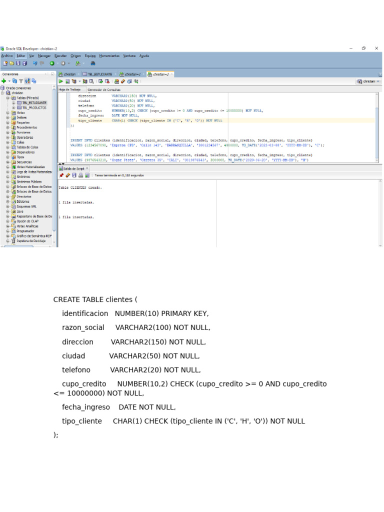 CREATE TABLE Clientes | PDF