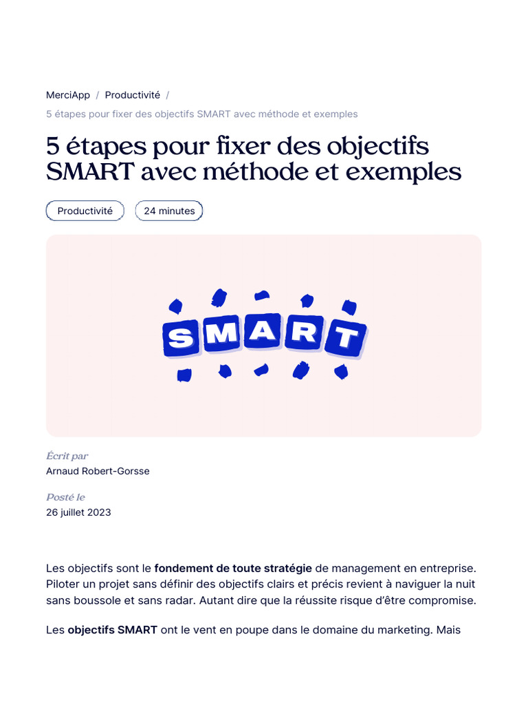 Fixer des objectifs SMART en 5 étapes | PDF | Commercialisation ...