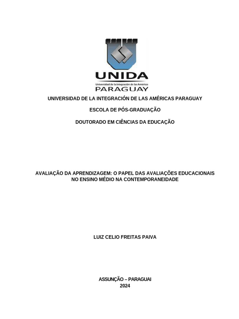 Avaliação Da Aprendizagem - O Papel Das Avaliações Educacionais No Ensino  Médio Na Contemporaneidade | PDF | Aprendizado | Pedagogia