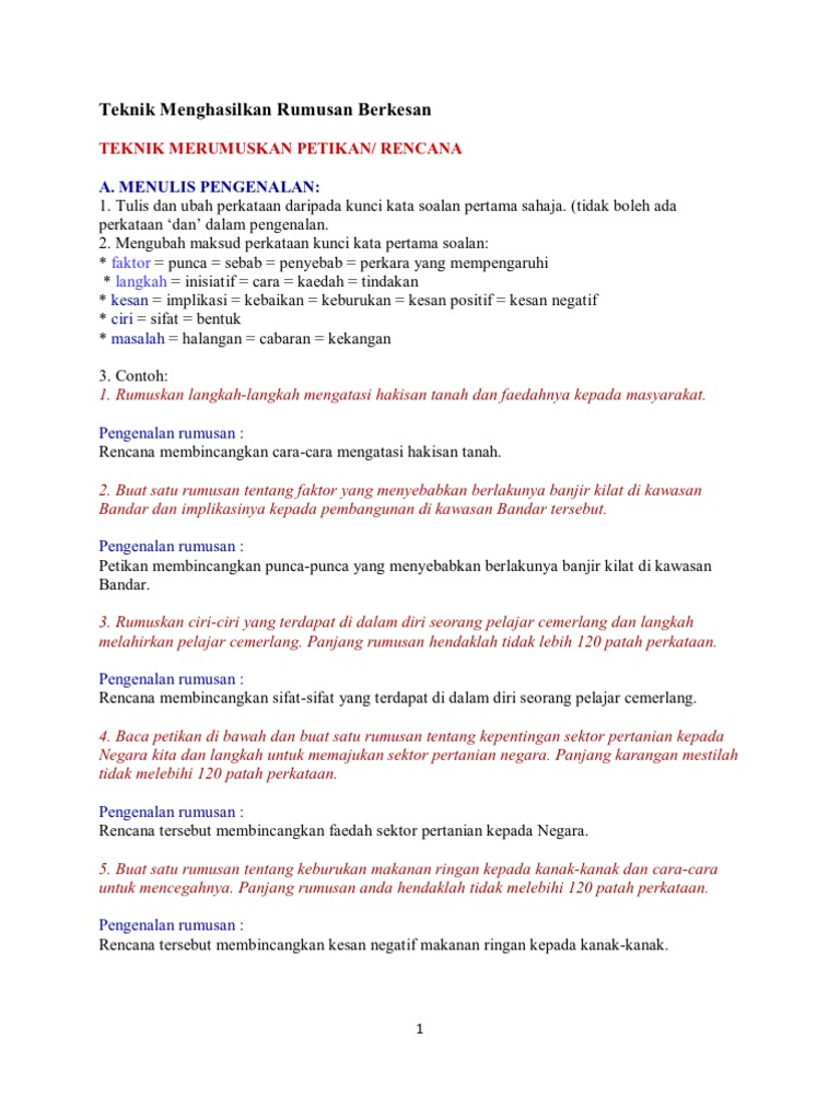 Nota Rumusan Karangan Spm Pdf