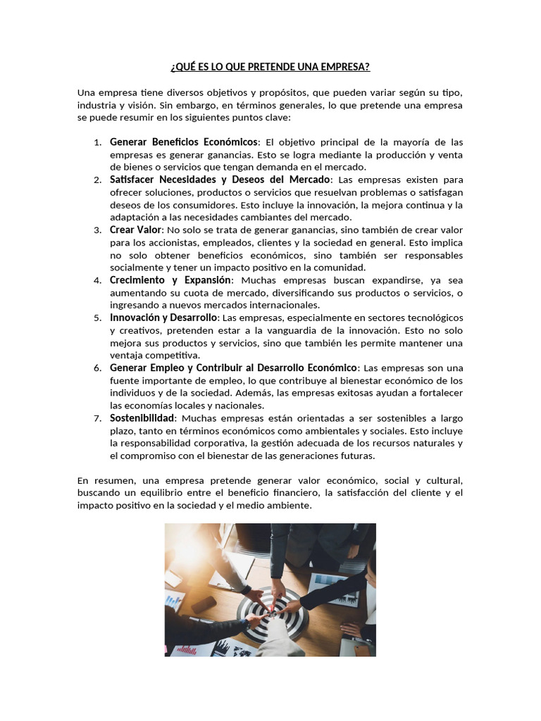 Qué Es Lo Que Pretende Una Empresa | PDF | Business | Mercado (economía)
