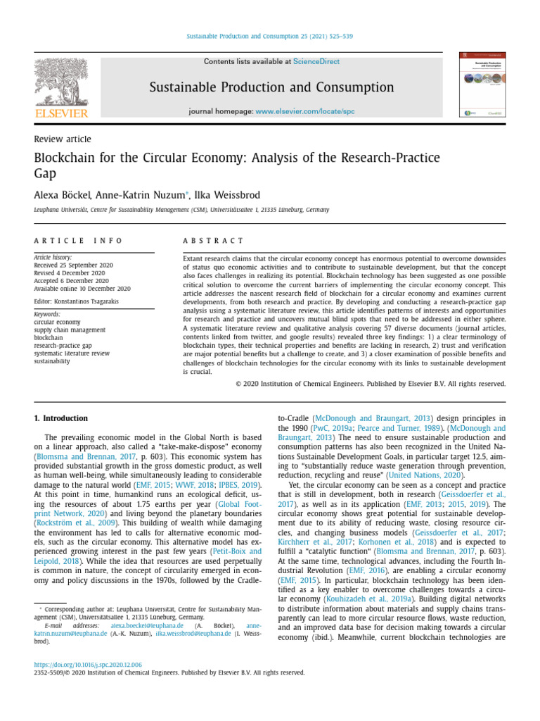 15 Blockchain For The Circular Economy Analysis of The Research ...