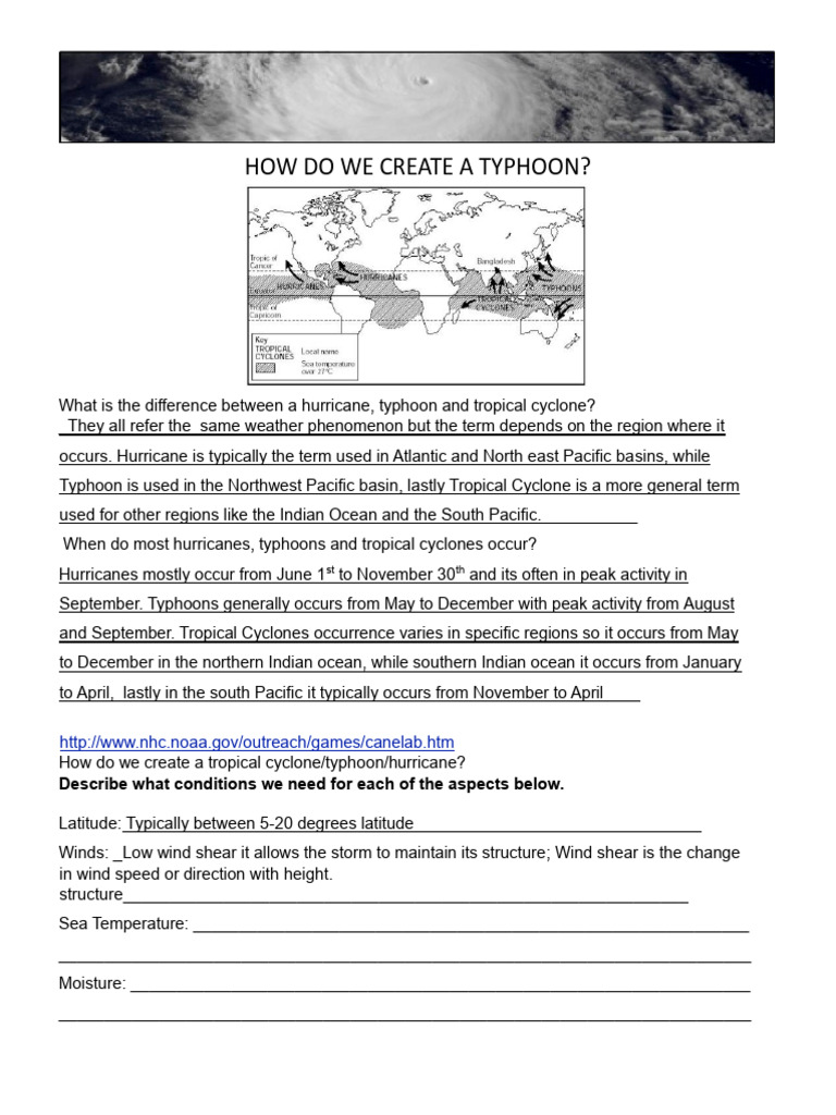 How Do We Create A Typhoon Describe What Conditions We Need For Each