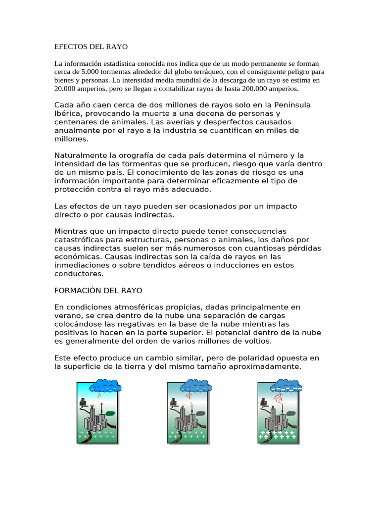 Efectos y Protección del Rayo | PDF | Relámpago | Ingenieria Eléctrica