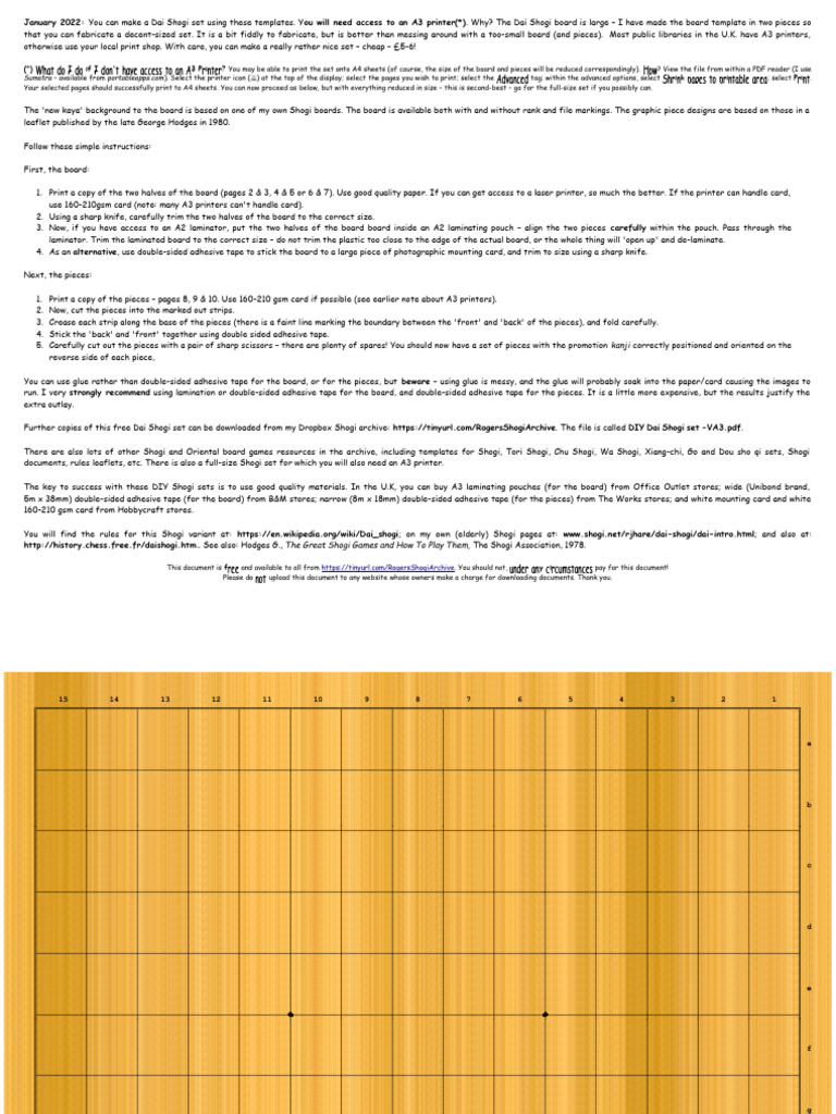 DIY Dai Shogi Set - A3 | PDF | Printer (Computing) | Printing