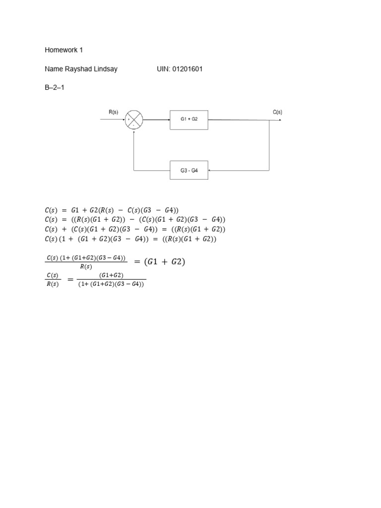 Homework 1 Name Rayshad Lindsay UIN: 01201601 B-2-1 | PDF