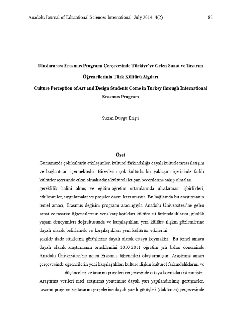 Culture Perception of Art and Design Students Come in Turkey Through ...