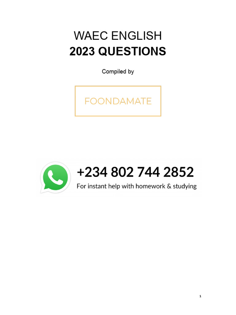 waec english 2023 | PDF
