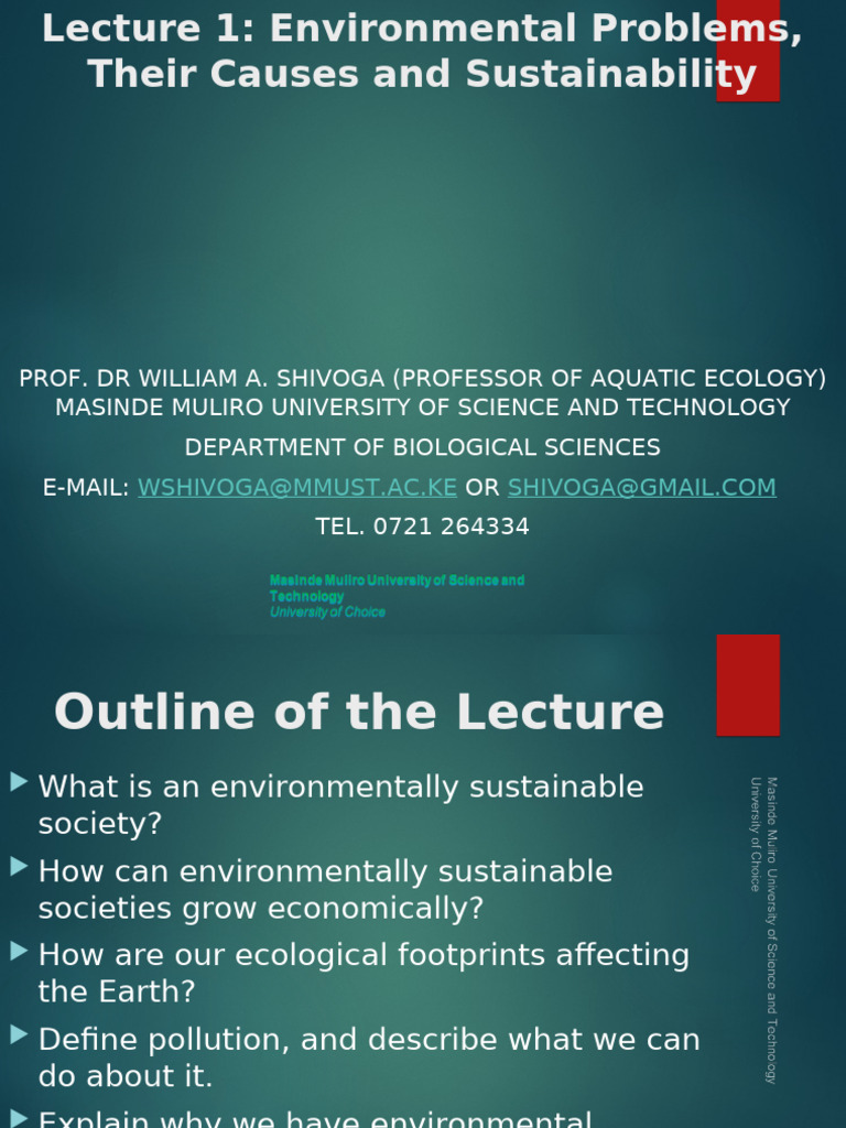 Lecture 1 - Introduction - Environtal Problems, Their Causes | PDF ...