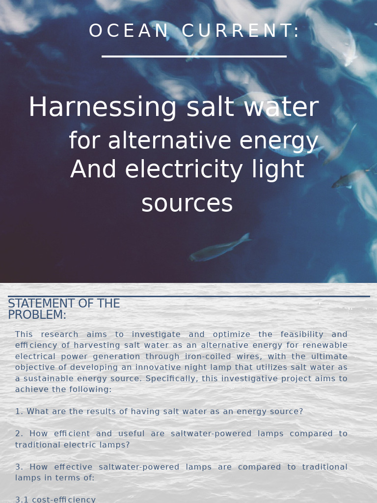 Saltwater Energy for Sustainable Lighting | PDF | Environmental ...