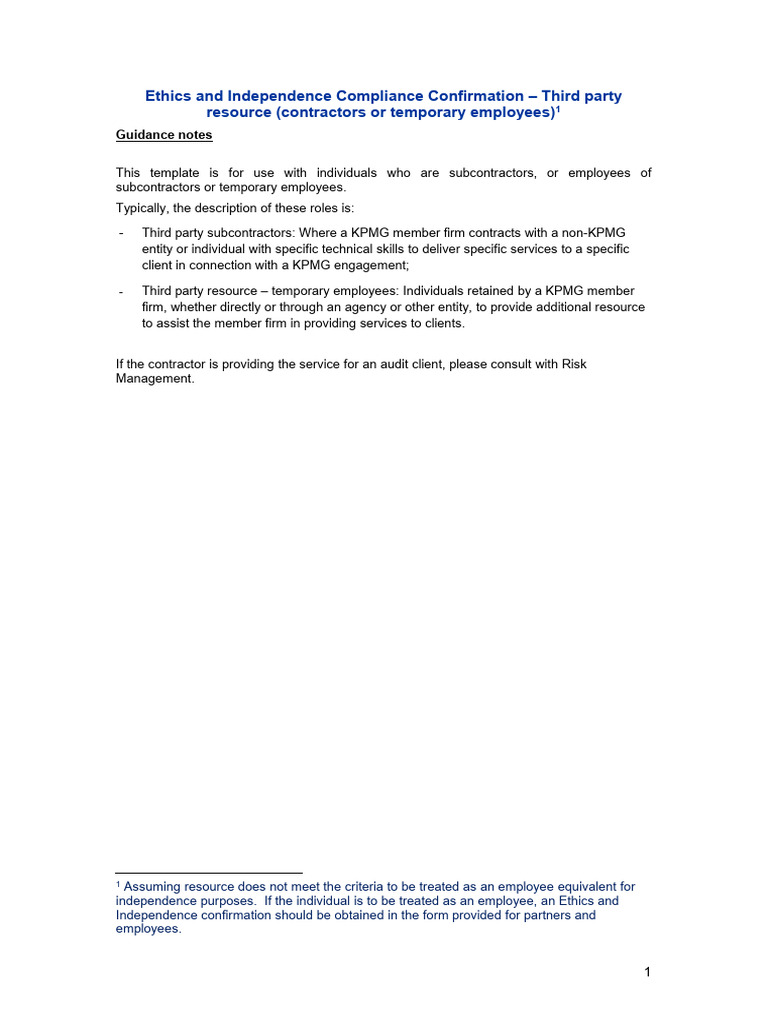KPMG Ethics Compliance for Contractors | PDF | Employment | Bankruptcy
