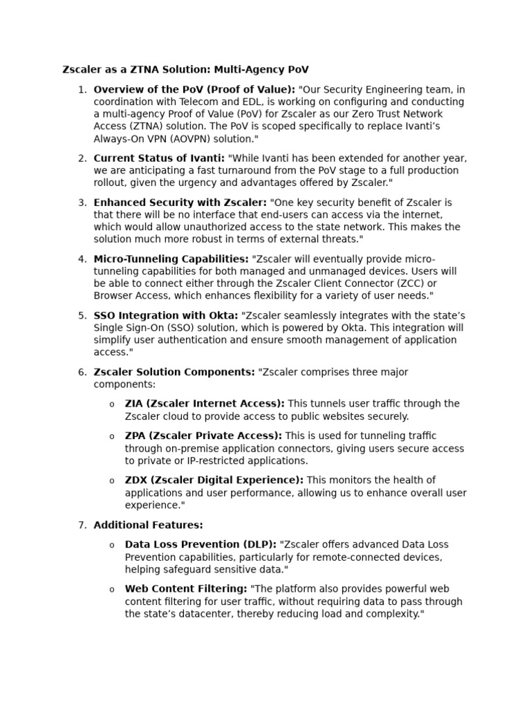 Zscaler ZTNA PoV for Multi-Agency Use | PDF | Security | Computer Security