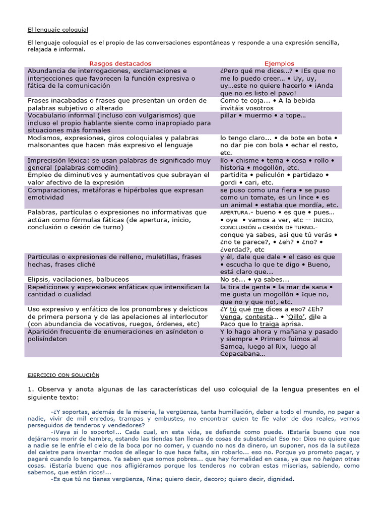 Características del lenguaje coloquial | PDF | Cumpleaños