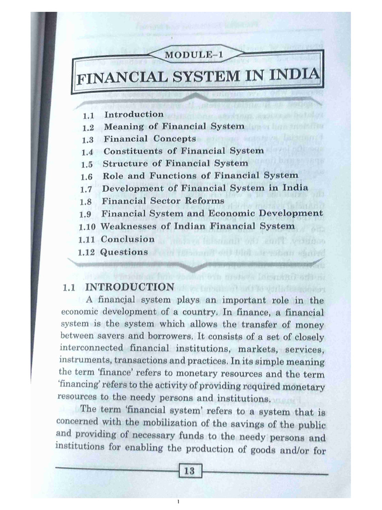Financial System (Eng) - Introductio | PDF
