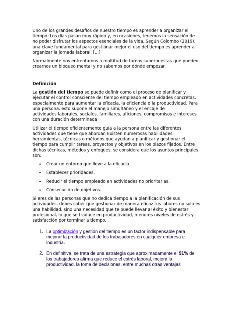 Claves para una gestión eficaz del tiempo | PDF | Gestión del tiempo ...