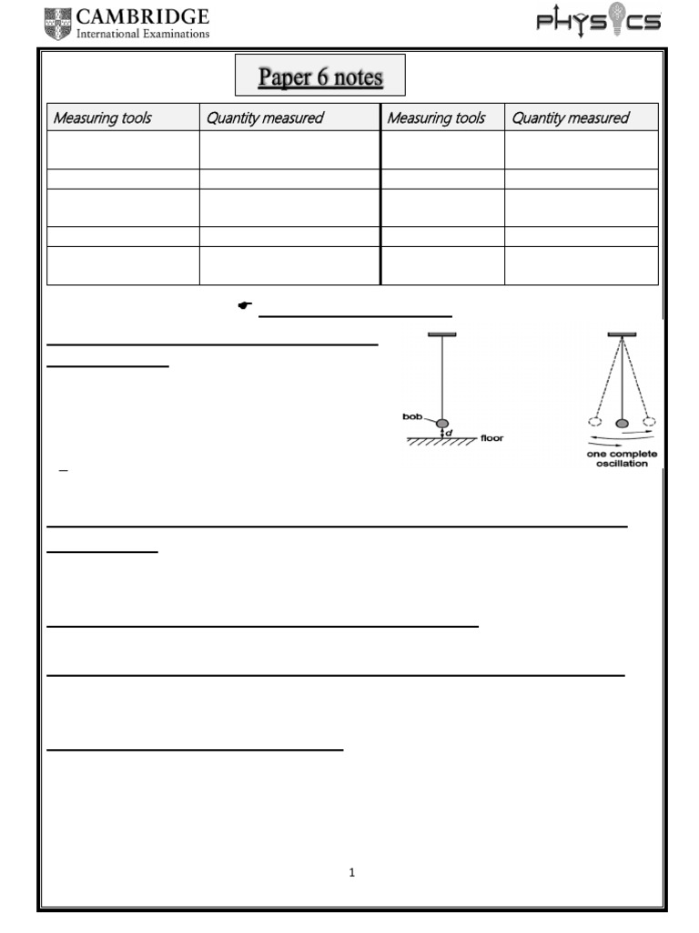 Physics Paper 6 Notes | PDF | Temperature | Thermometer