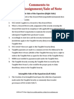 Comments To PEB Assignment/Sale of Note: Tangible Side of The Equation (Right Side)