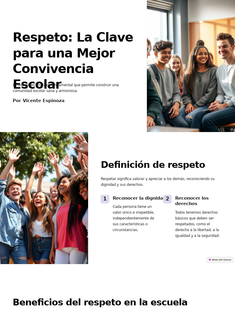 El Respeto Entre Companeros En La Escuela Pdf Autoestima Gratitud