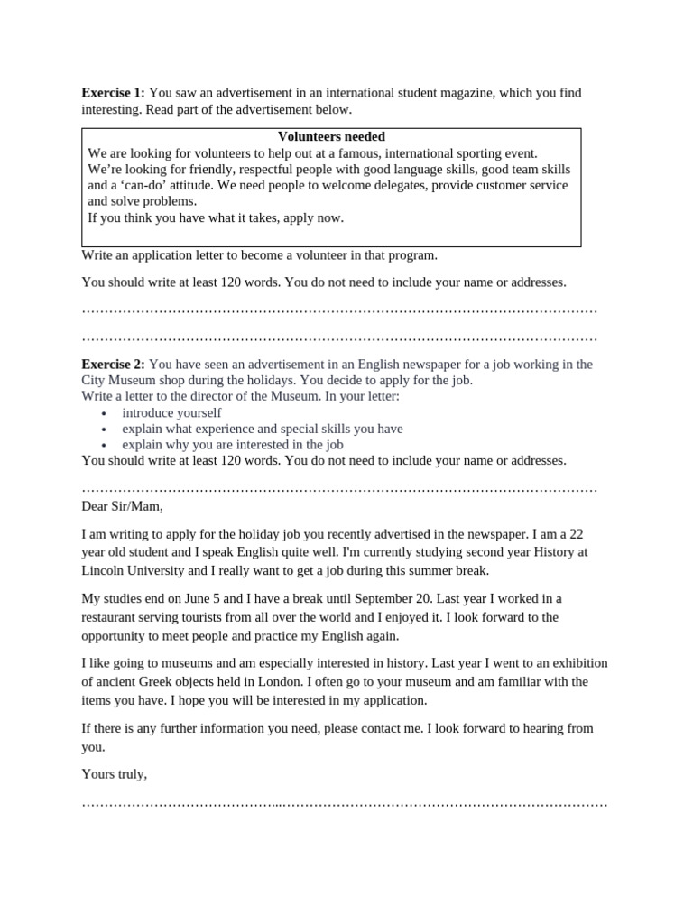 Practise Writing 1 Formal (Student) | PDF
