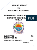 Training Report ON Customer Behaviour Pantaloons Retail India LTD, Zirakpur (Chandigarh), Punjab
