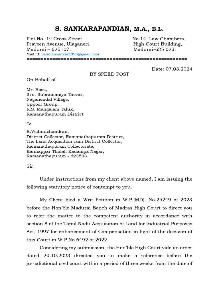 Bose Contempt Notice | PDF | Contempt Of Court | Judiciaries