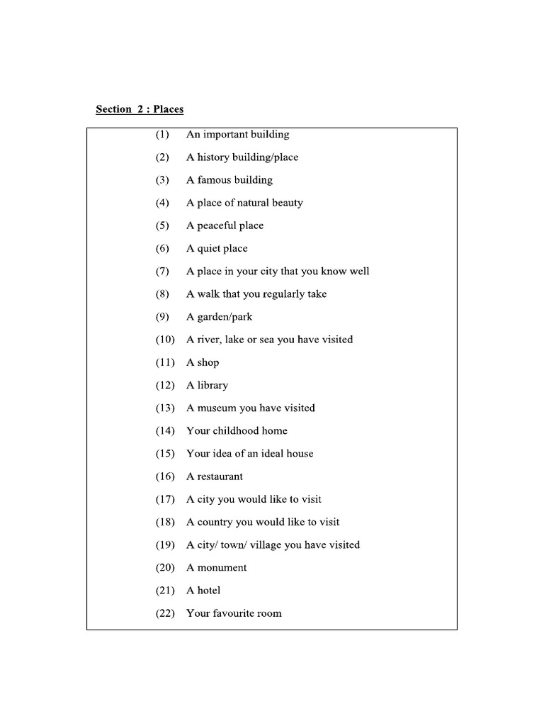 Speaking part 2 places pdf