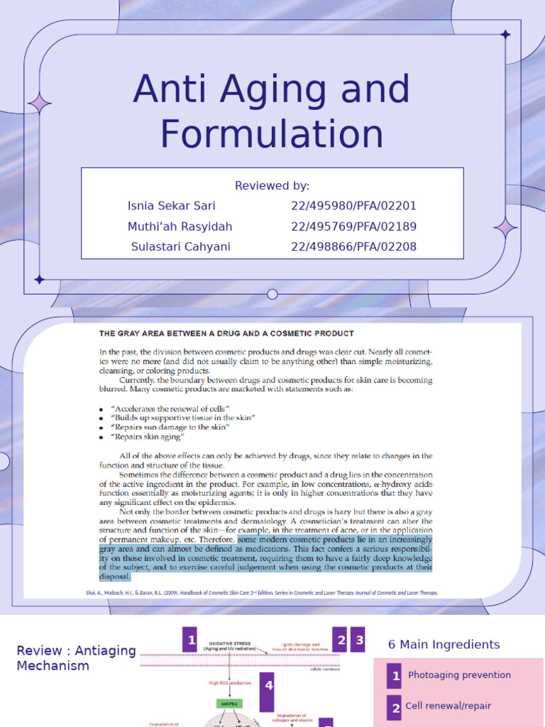 Anti-Aging Formulation and Mechanisms | PDF | Skin | Integumentary System