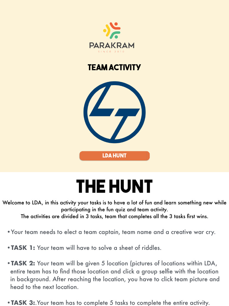 LDA Team Activity and Riddle Hunt | PDF