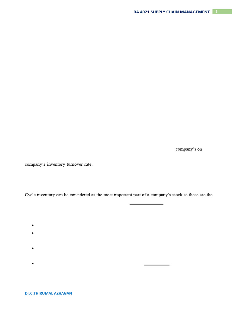 Managing Cycle and Safety Inventory | PDF | Inventory | Supply Chain