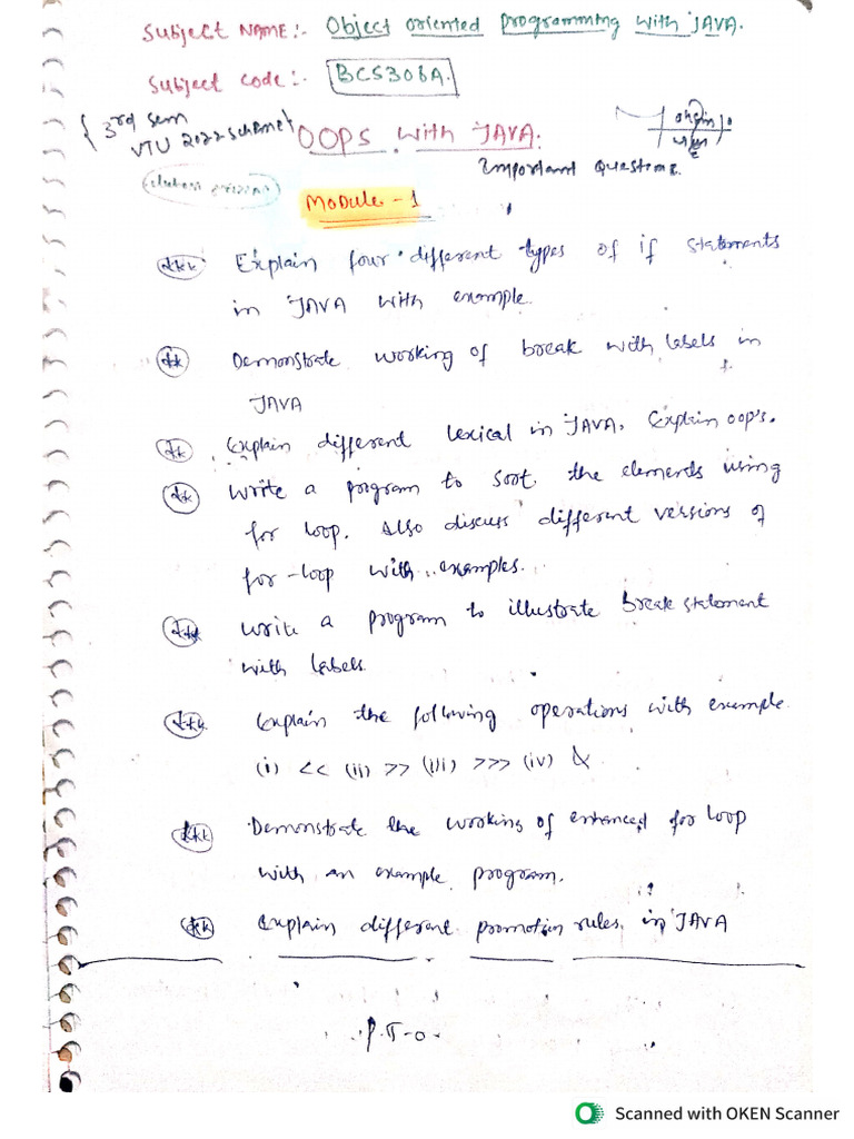 oops with java BCS306A | PDF