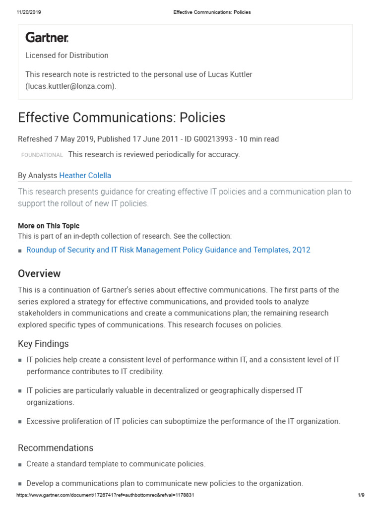 Effective Communications - Policies | PDF | Policy | Communication