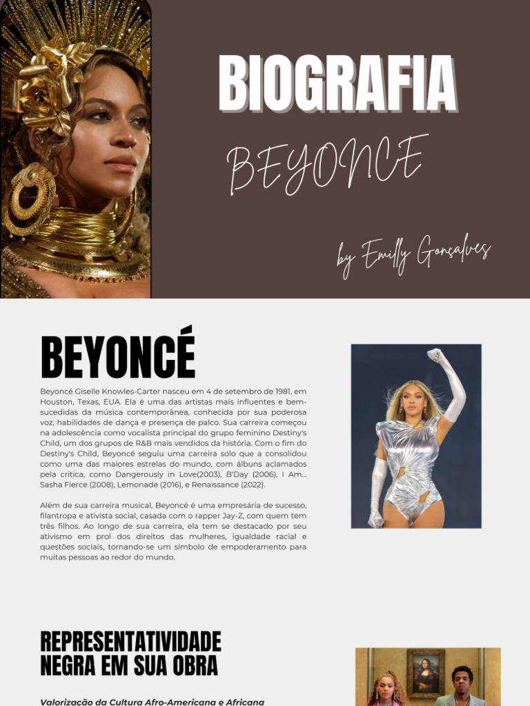 Biografia Beyoncé - Emilly Gonçalves Nascimento | PDF