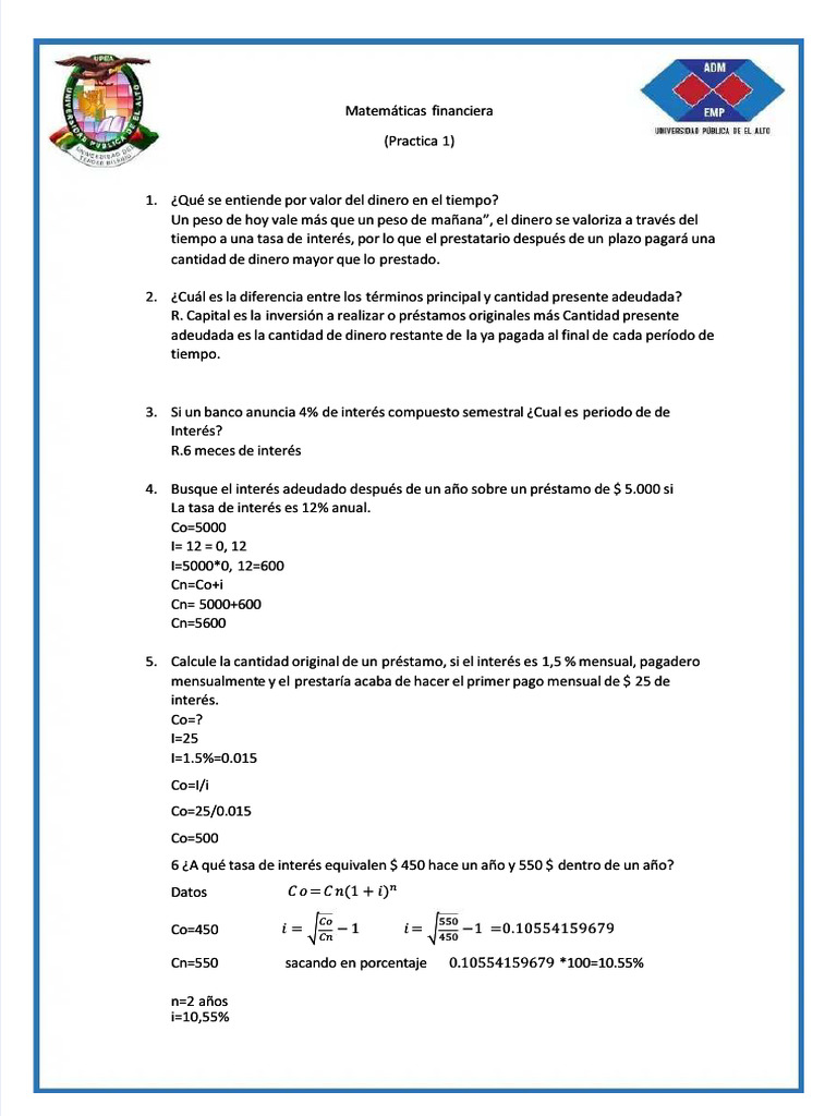 PDF Matematicas Financiera - Compress | PDF | Interés | Tasas de interés