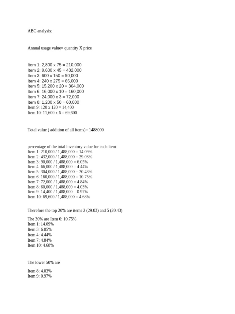 ABC analysis | PDF | Business Economics | Management Accounting