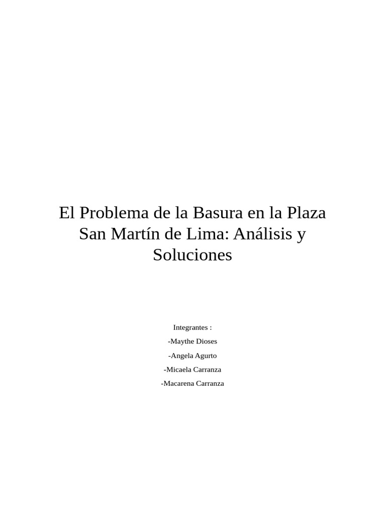 Basura en Plaza San Martín: Soluciones Ecológicas | PDF | Residuos ...