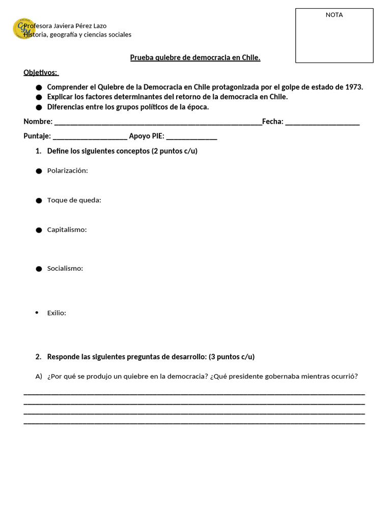 Quiebre de la Democracia en Chile: Análisis | PDF | Gobierno | Ciencias ...