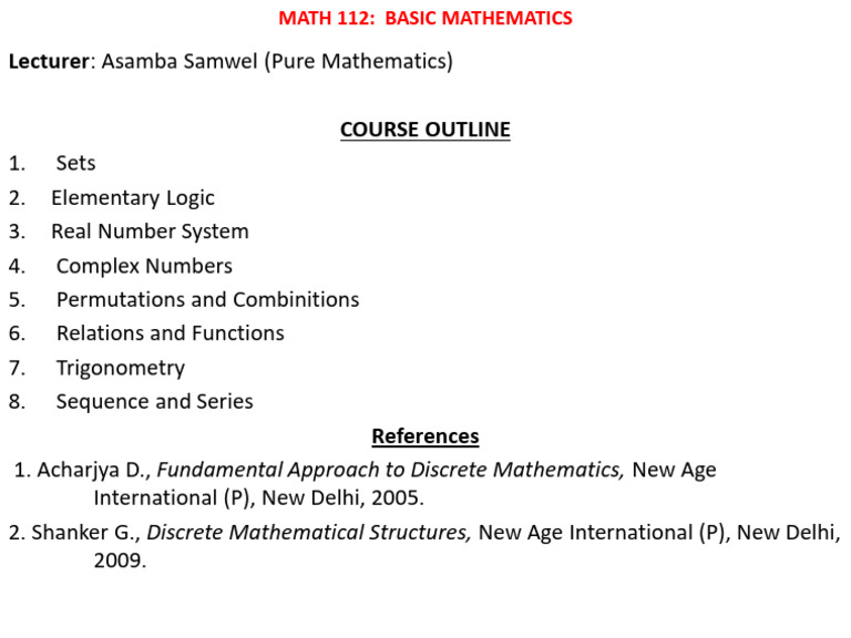 Math 112 Course Outline | PDF